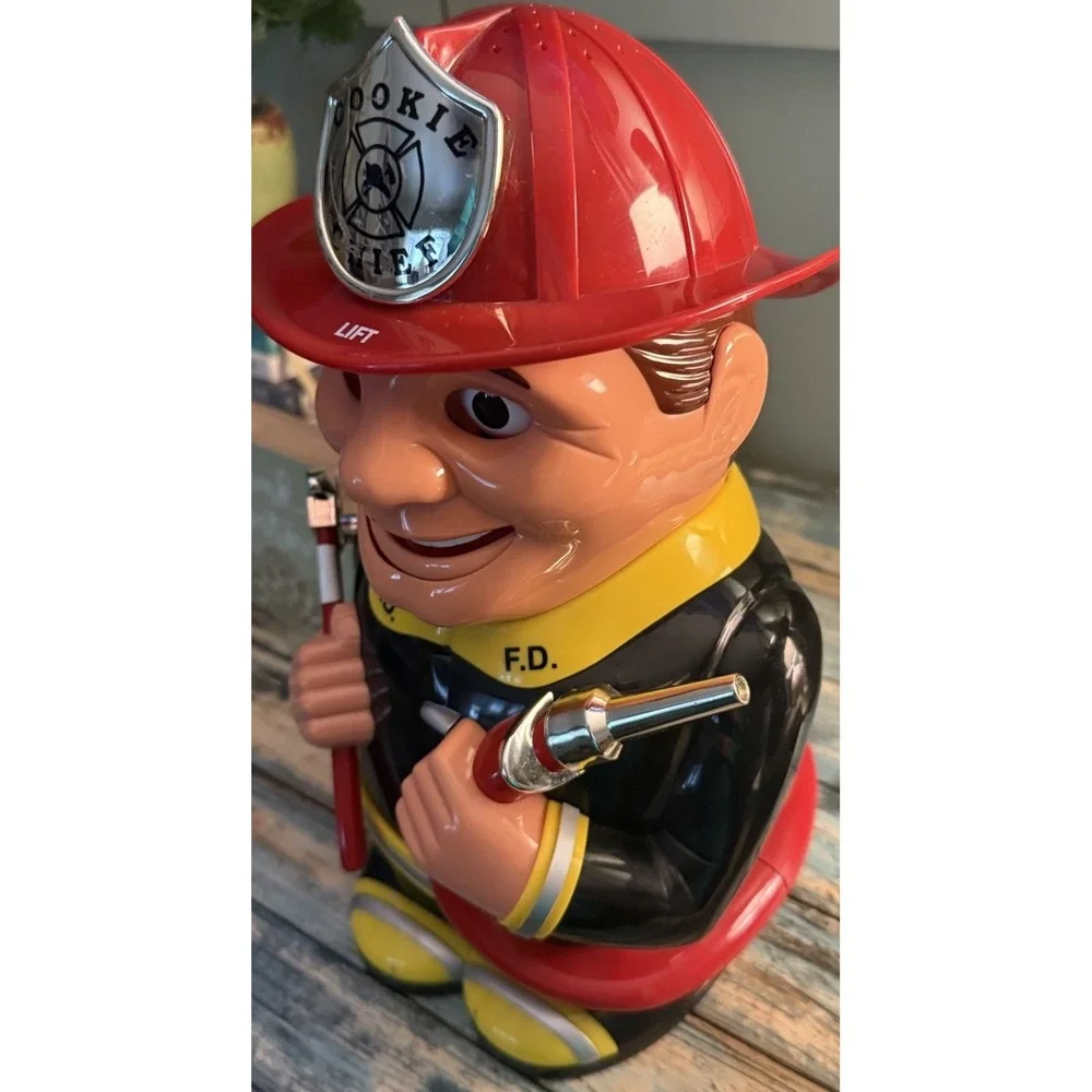 Vintage Original Fireman Talking Cookie Chief Jar Collectible Animated Tested
